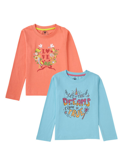 

Cub McPaws Girls Multicoloured Printed Round Neck T-shirt Combo, Multi