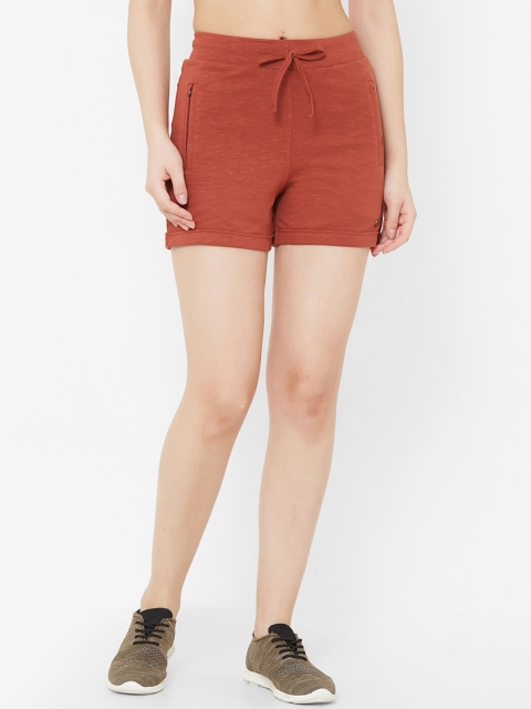 

Juliet Women Rust Solid Slim Fit Regular Shorts