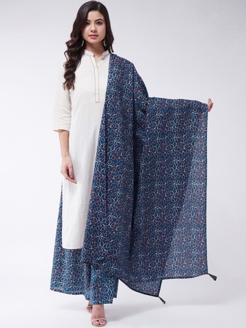 

InWeave Blue & Maroon Printed Dupatta