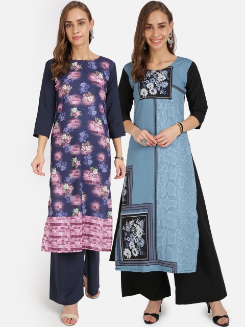 

Florence Pack of 2 Ethnic Motifs Printed Crepe Kurtas, Pink