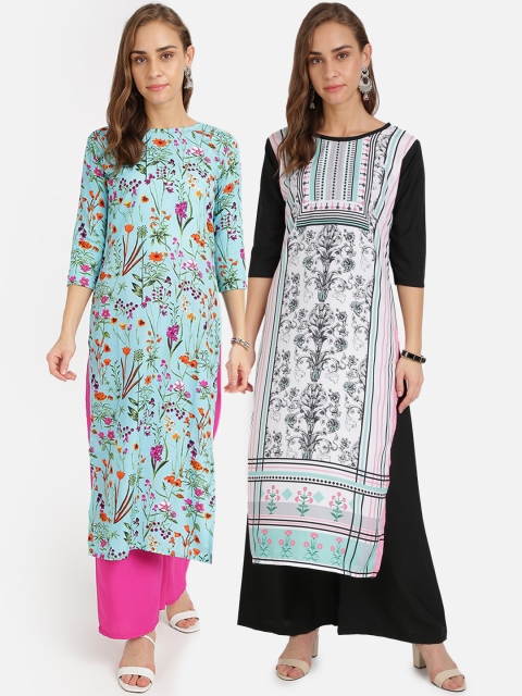 

Florence Pack Of 2 Floral Printed Crepe Kurta, Multi