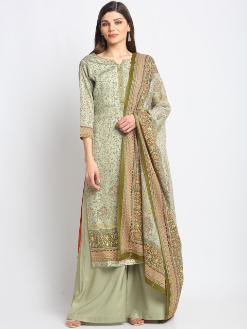 

Stylee LIFESTYLE Green Cotton Blend Unstitched Dress Material