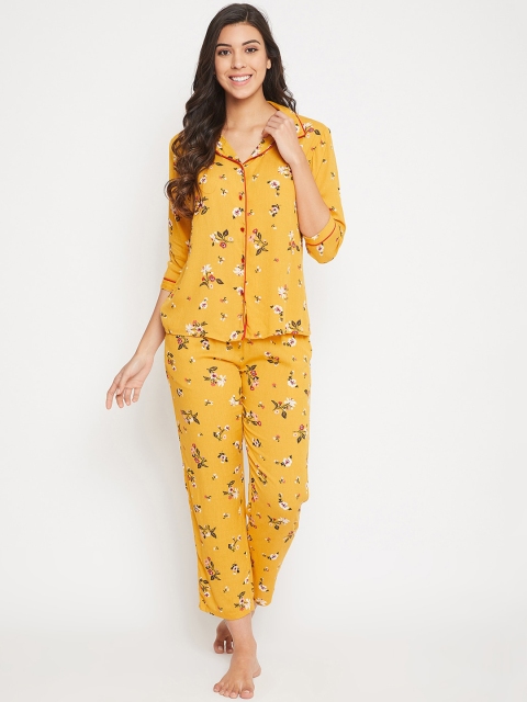 

Clovia Women Yellow Floral Printed Night Suits