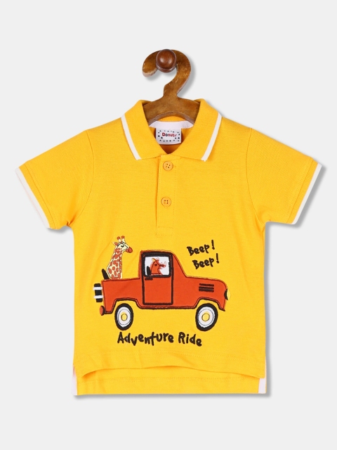 

Donuts Boys Yellow Printed Polo Collar T-shirt