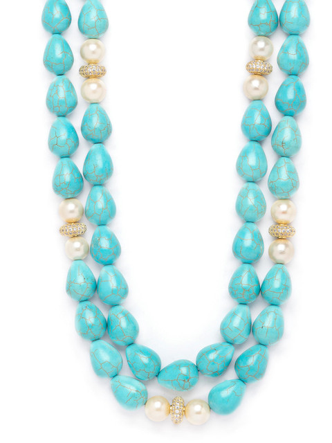 

JOULES BY RADHIKA Gold-Plated & Turquoise Blue Layered Necklace