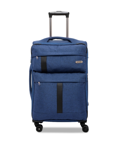 

NOVEX Blue & Black Solid Soft-Sided Trolley Suitcase