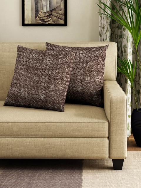 

NEUDIS Brown Set of 2 Solid Square Cushion Covers