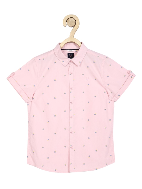 

Allen Solly Junior Boys Pink Slim Fit Printed Cotton Casual Shirt