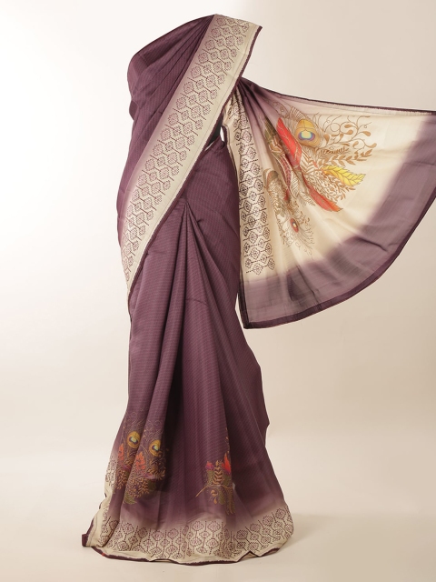 

Pothys Mauve & Beige Linen Blend Printed Saree