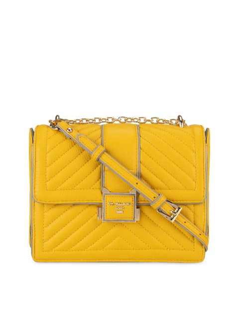 

Da Milano Yellow Solid Leather Sling Bag