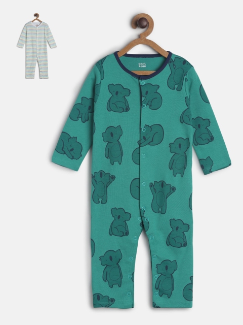 

MINI KLUB Infant Boys Pack Of 2 Printed Rompers, Green
