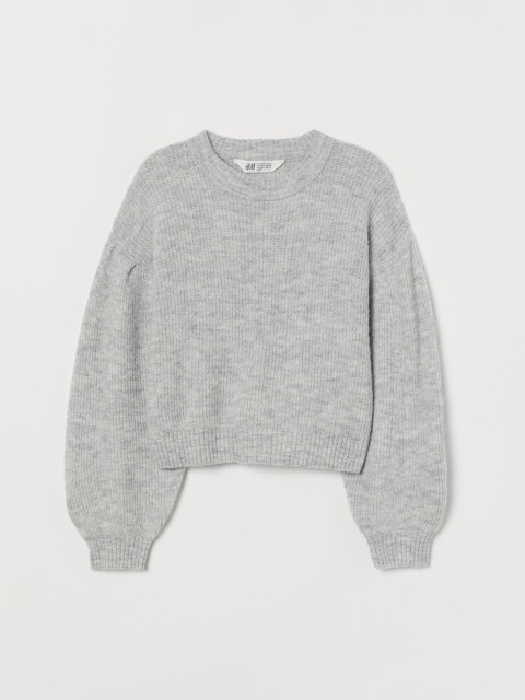 

H&M Girls Grey Balloon-Sleeved Jumper