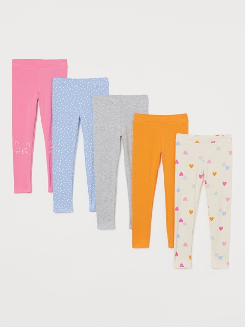 

H&M Women Pack of 5 Multicoloured Cotton Leggings, Multi