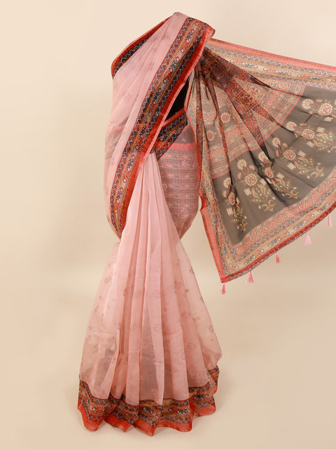 

Pothys Pink Printed Pure Silk Saree