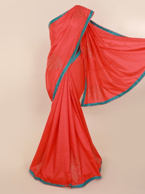 

Pothys Pink Solid Art Silk Saree