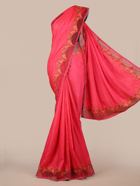 

Pothys Pink & Yellow Art Silk Embroidered Saree