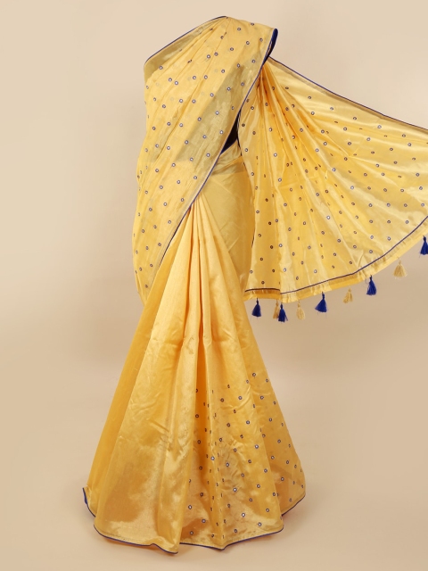 Pothys Beige Woven Design Cotton Blend Saree