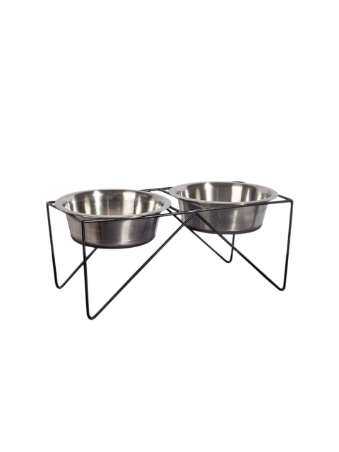 

PETS EMPIRE Silver-Toned Wrought Iron Dog Bowl Stand