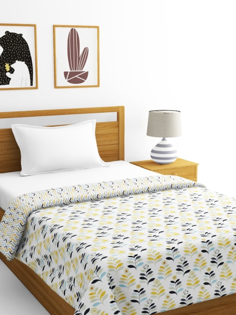 

BIANCA White & Yellow Floral AC Room 300 GSM Single Bed Dohar