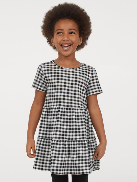 

H&M Girls Black & White Printed Cotton Dress