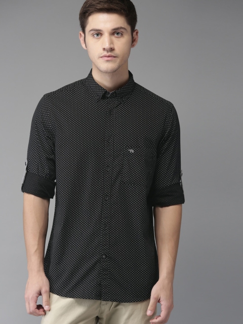 

THE BEAR HOUSE Men Black & White Slim Fit Printed Casual Shirt