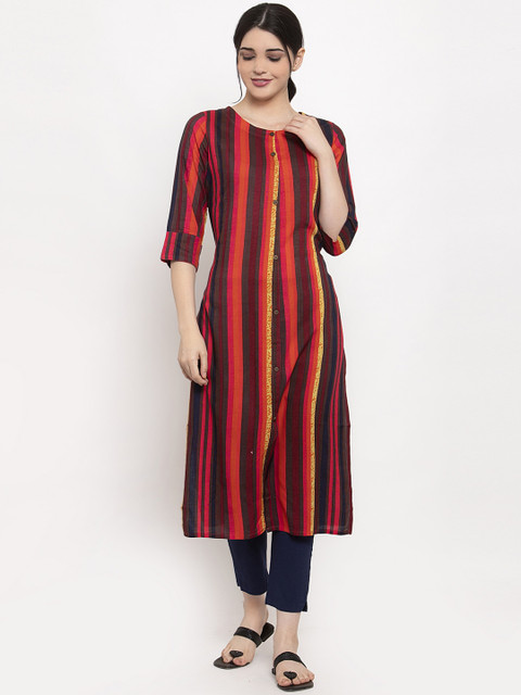 

ALC Creations Multicoloured Striped Straight Kurta, Multi