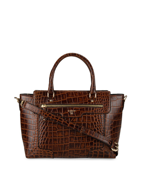 

Da Milano Brown Crocodile Skin Textured Leather Handheld Bag