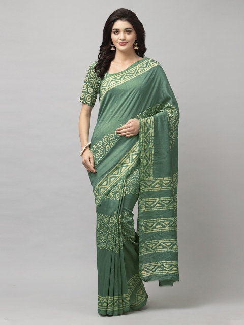 

Satrani Green Printed Saree