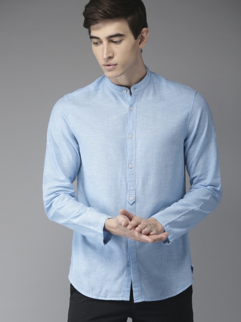

THE BEAR HOUSE Men Blue Slim Fit Solid Casual Shirt