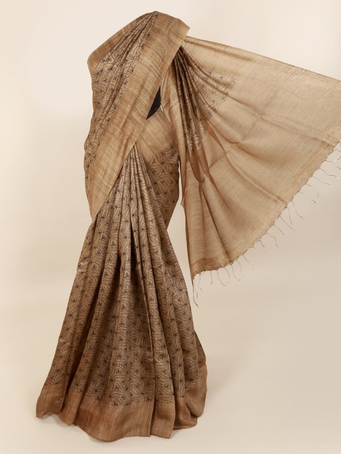

Pothys Brown & Black Pure Silk Printed Saree