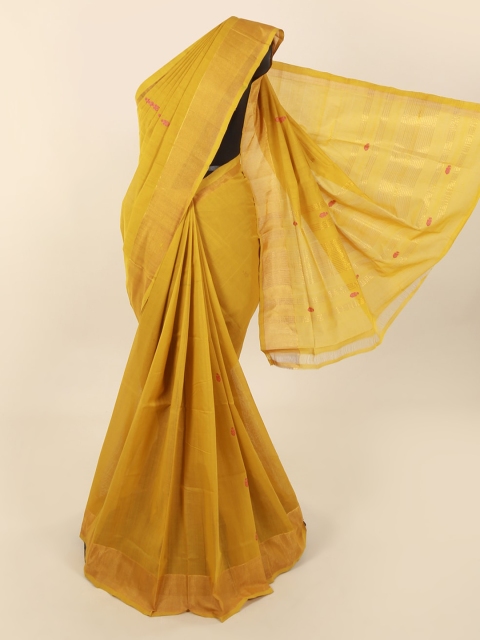 

Pothys Yellow Solid Sustainable Saree