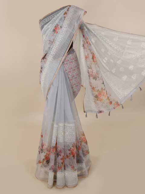 

Pothys Grey Printed Pure Silk Saree