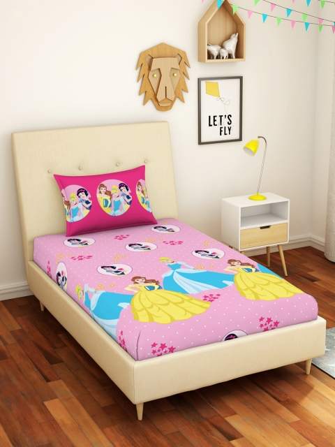 

CORE Designed by SPACES Disney Princess Pink 144 TC Pure Cotton Single Bedsheet