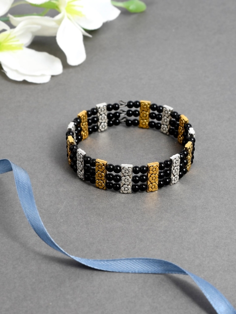 

Silvermerc Designs Brass Silver-Plated Handcrafted Elasticated Bracelet