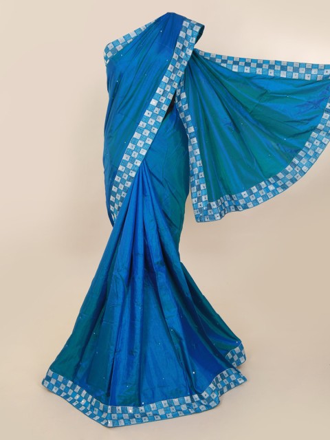 

Pothys Blue Solid Art Silk Saree With Embellishment