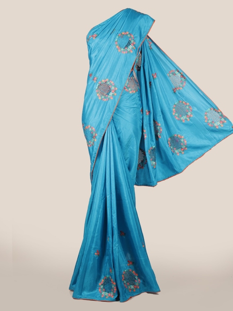 

Pothys Blue Embroidered Art Silk Saree