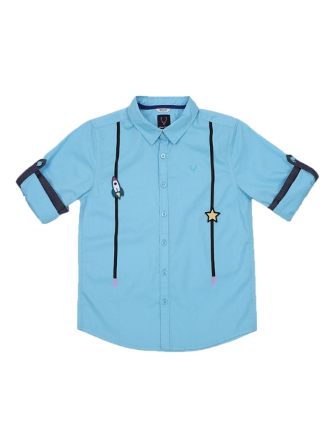 

Allen Solly Junior Boys Blue Regular Fit Solid Casual Shirt