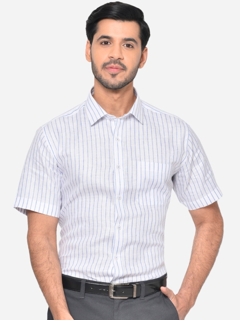 

JADE BLUE Men White & Blue Regular Fit Striped Formal Shirt