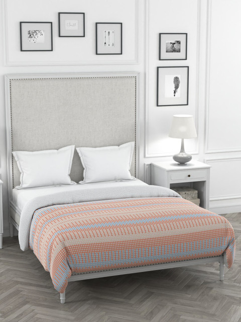 

Portico New York Peach-Coloured & Blue Geometric AC Room 120 GSM Double Bed Comforter