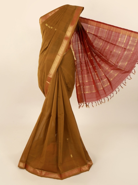 

Pothys Brown Solid Sustainable Saree