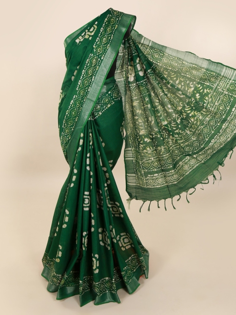 

Pothys Green Woven Design Linen Blend Saree