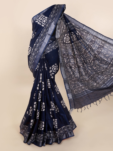 

Pothys Navy Blue Woven Design Linen Blend Saree