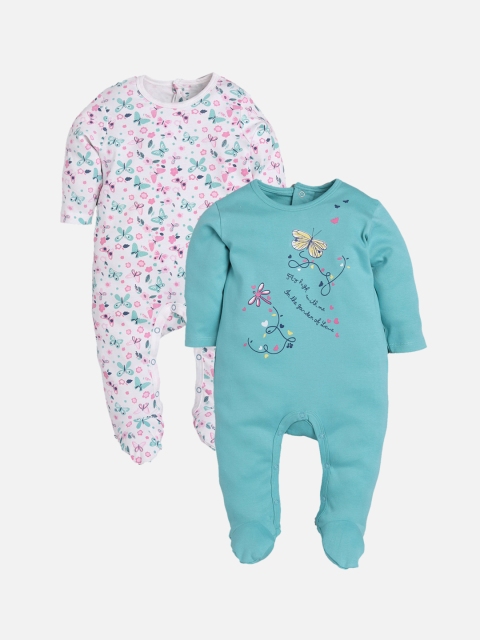 

TAMBOURINE Infant Girls Pack Of 2 Printed Bodysuit, Blue