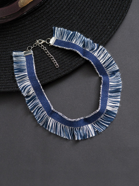 

Golden Peacock Blue Choker Necklace