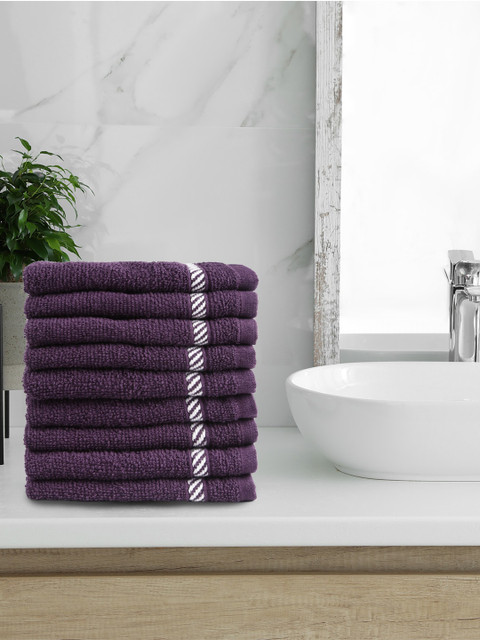 

Trident Set of 9 Purple Solid 380 GSM Comfort Living Face Towels