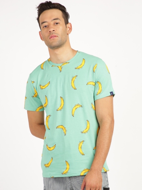 

Breakbounce Men Green Printed Round Neck T-shirt