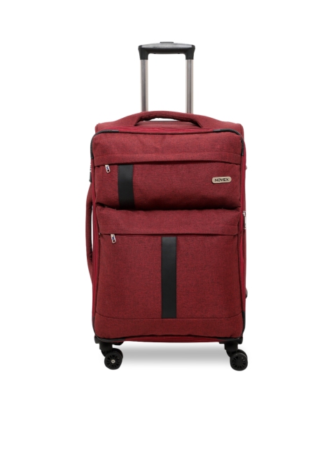 

NOVEX Maroon & Black Textured Soft-Sided Trolley Suitcase