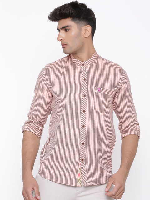 

Tistabene Men Pink Regular Fit Striped Casual Shirt