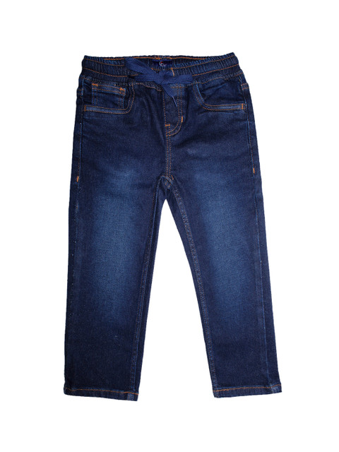 

KiddoPanti Boys Navy Blue Regular Fit Mid-Rise Clean Look Stretchable Jeans