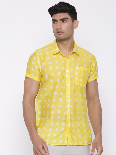 

Tistabene Men Yellow Regular Fit Printed Casual Shirt